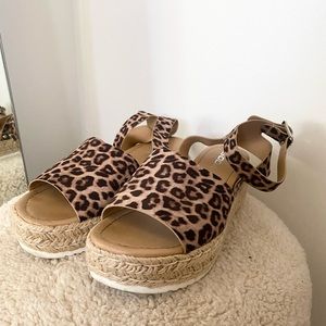 Leopard Print Sandals (Espadrille Style)
